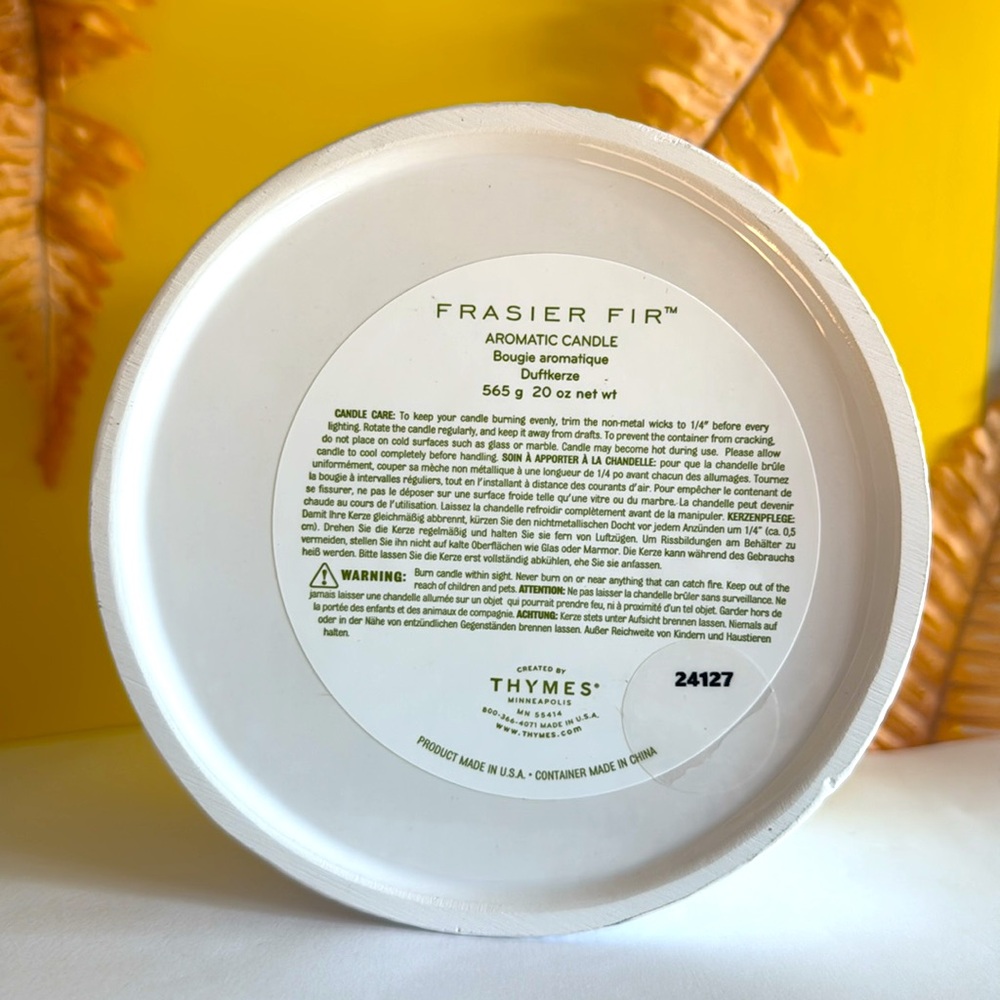 Thymes Frasier Fir Candle 3 wick 20 oz - Picture 7 of 9